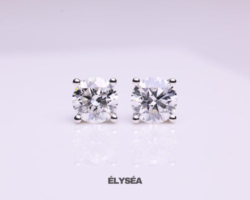 1.00 Carat Lab Grown Round Cut Diamond Stud Earrings / 14K Gold Diamond Stud Earrings
