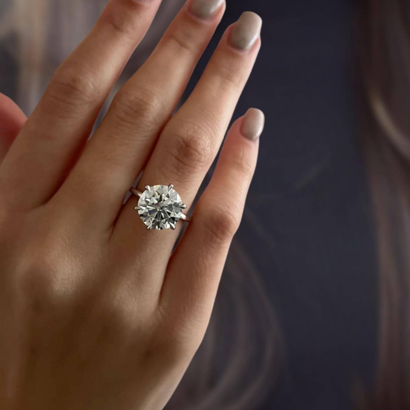 5 Carat Huge Round Brilliant Cut Lab Grown Diamond Ring / 14K Solid Gold Engagement Ring