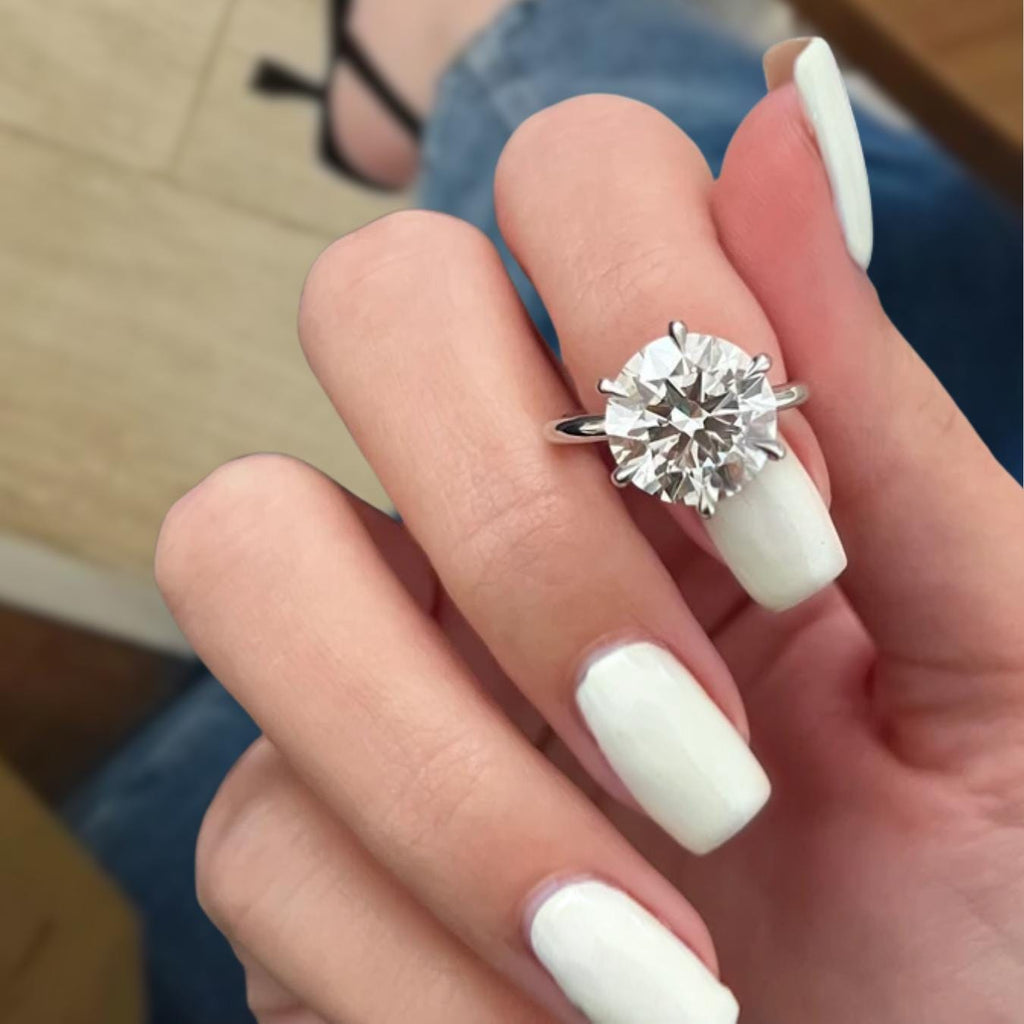 5 Carat Huge Round Brilliant Cut Lab Grown Diamond Ring / 14K Solid Gold Engagement Ring