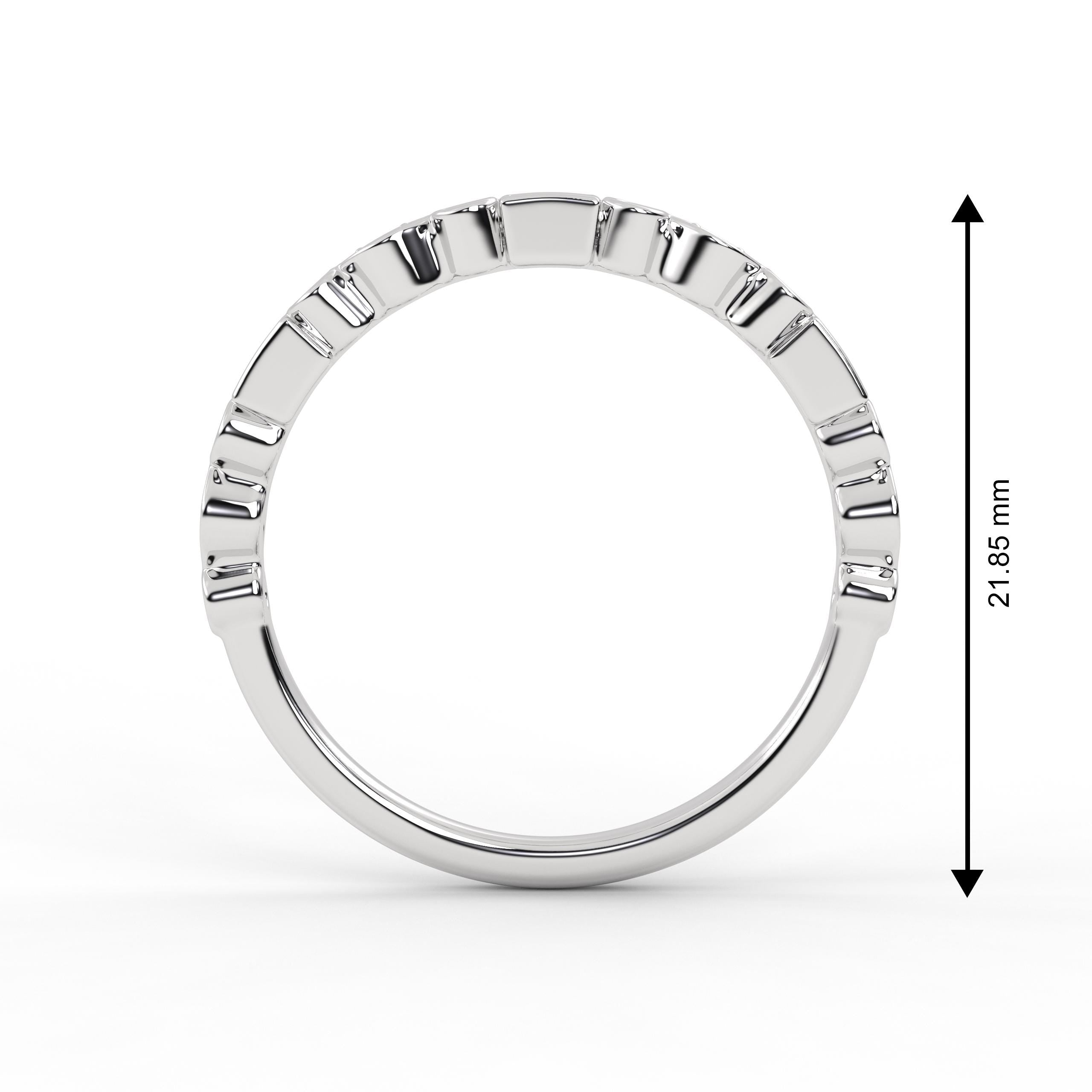 14K Gold 0.17 ctw Baguette & Round Cut Bezel Set Half Eternity Lab Grown Diamond Wedding Band, Bridal Ring