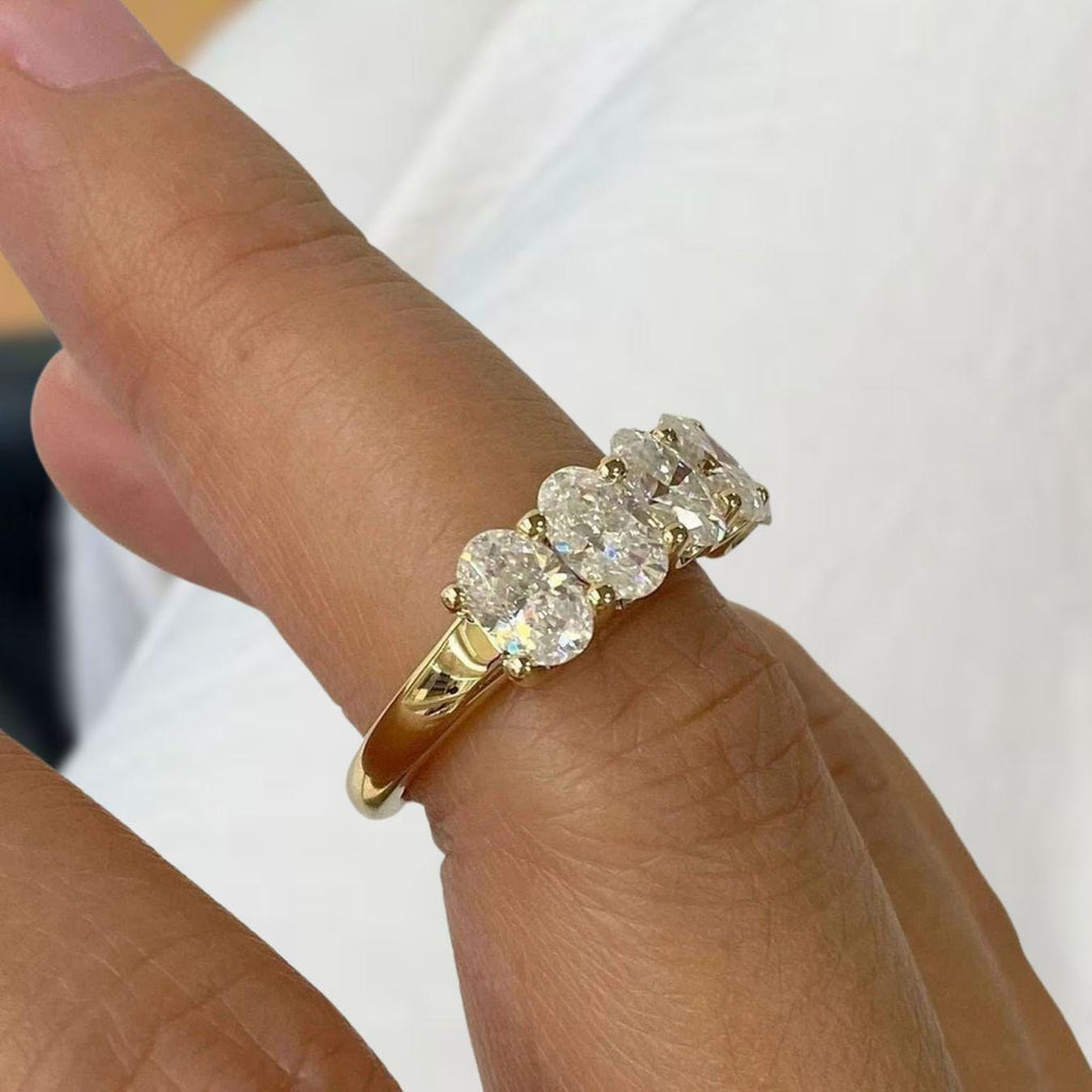 2.00 CTW Lab Grown Oval Diamond Anniversary Band: 14K Gold 5-Stone Ring