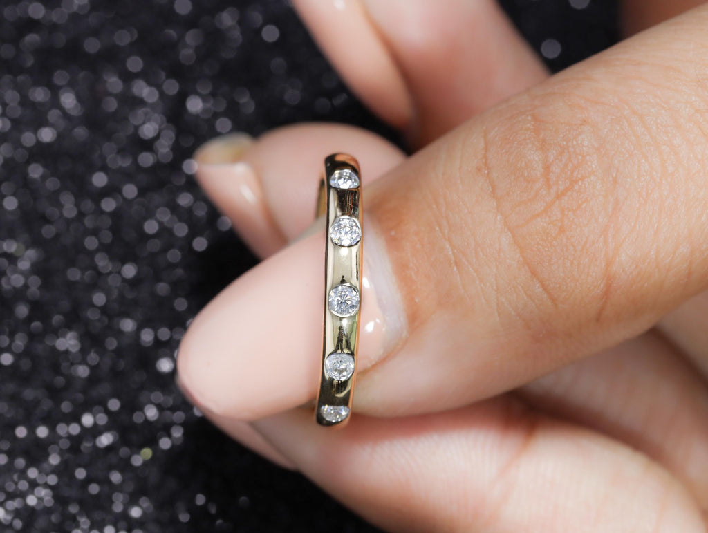14K Solid Gold Lab Diamond Wedding Band for Women, Daily Wear Ring