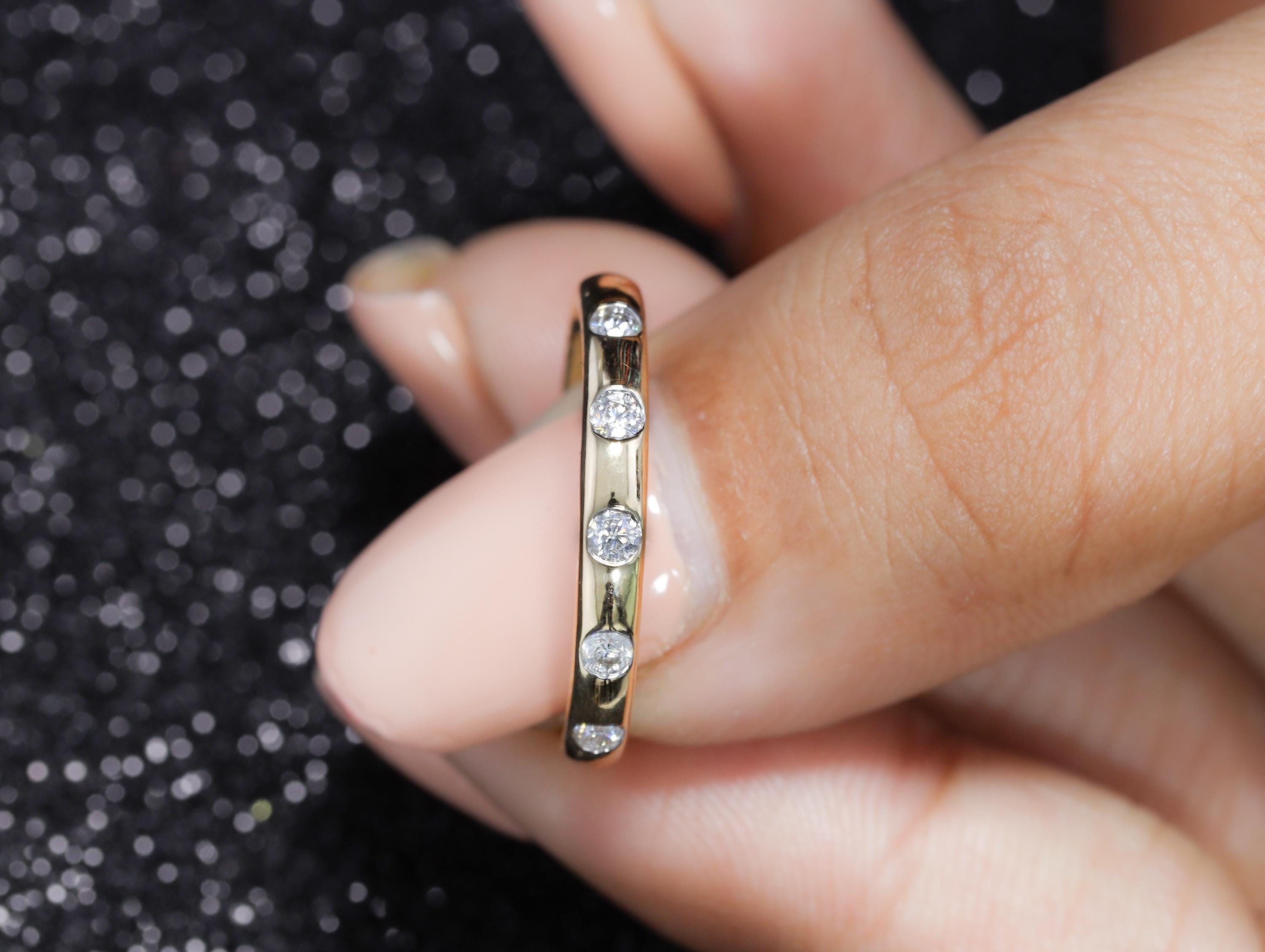 14K Solid Gold Lab Diamond Wedding Band for Women, Daily Wear Ring