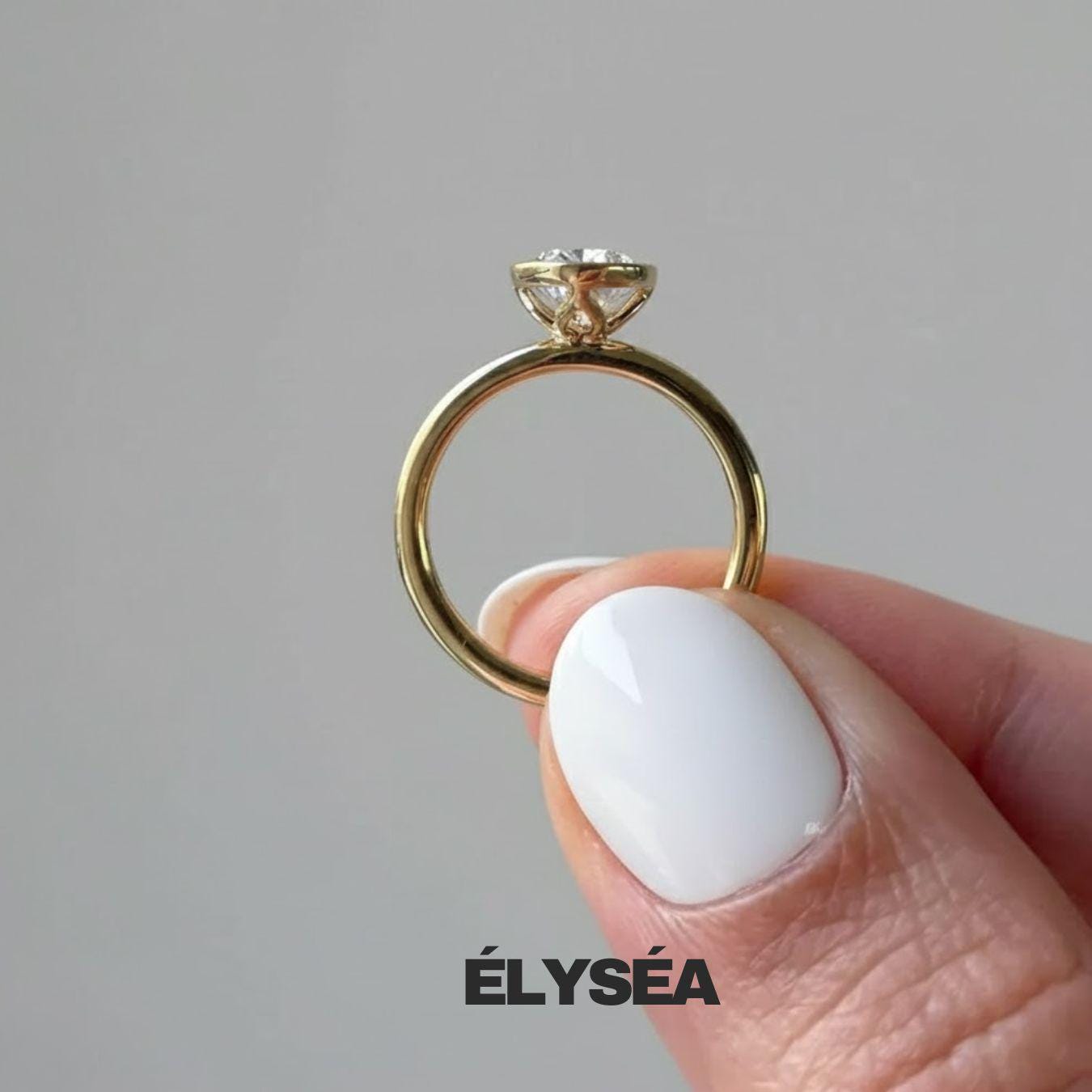 14K Gold Oval Cut Lab Grown Diamond Tulip Engagement Ring / Anniversary Gift Ring For Your Wife