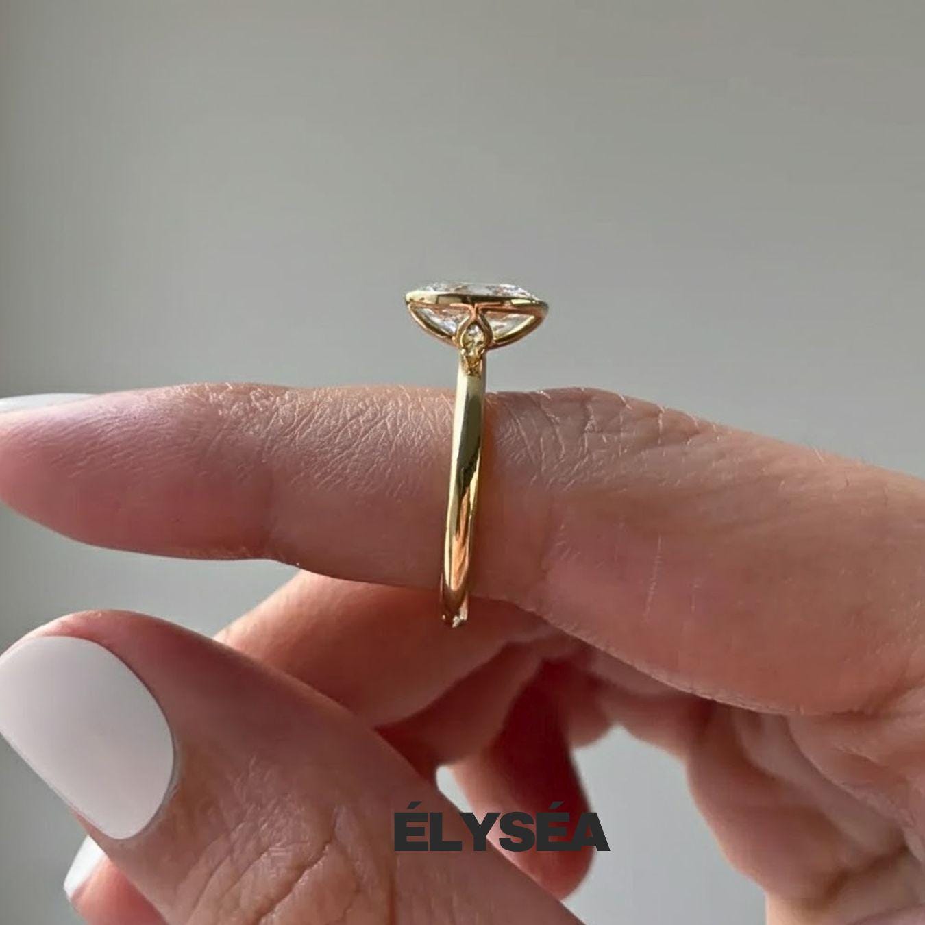 14K Gold Oval Cut Lab Grown Diamond Tulip Engagement Ring / Anniversary Gift Ring For Your Wife