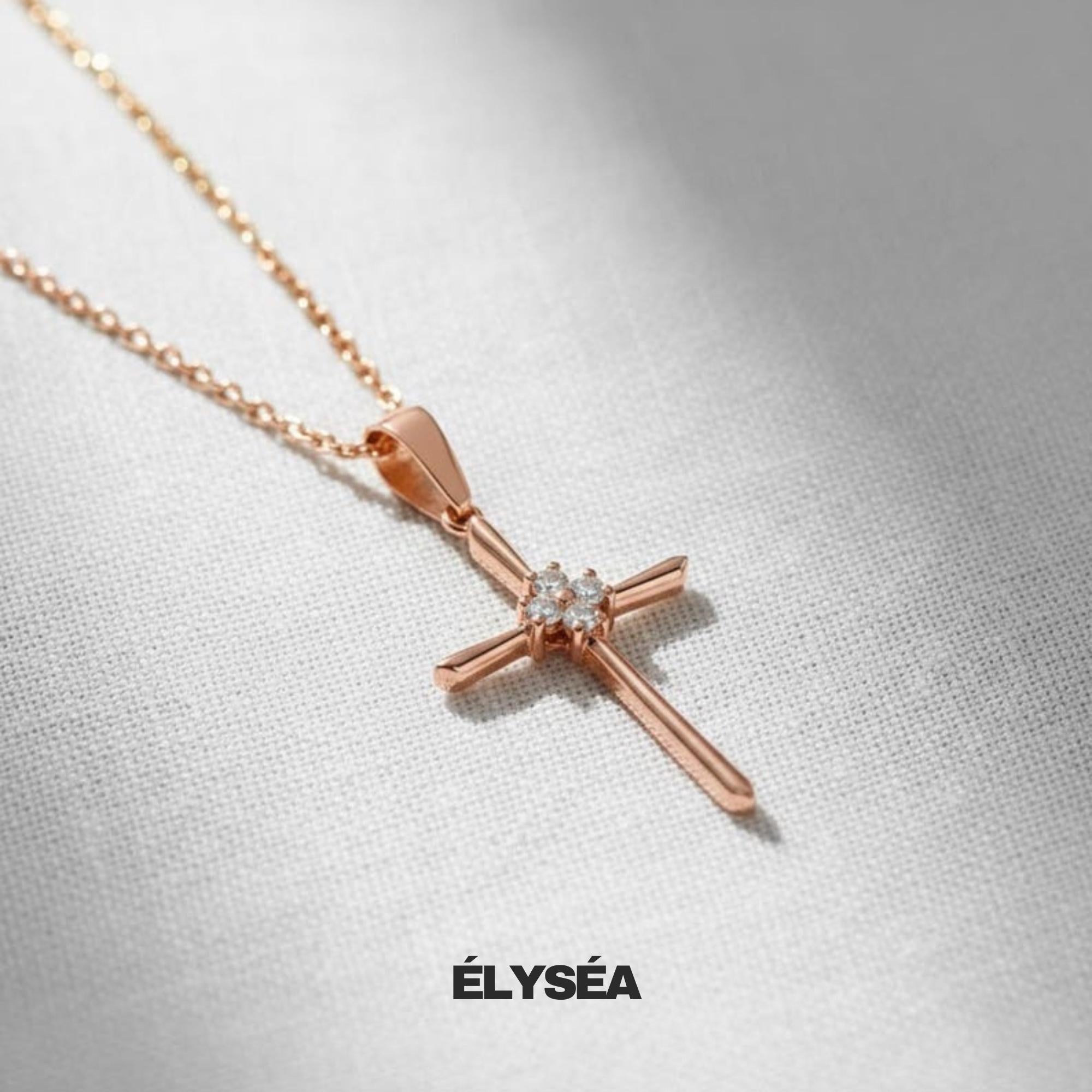 14K Solid Gold Diamond Cross Necklace: Religious Jewelry Gift | Christian Faith Pendant