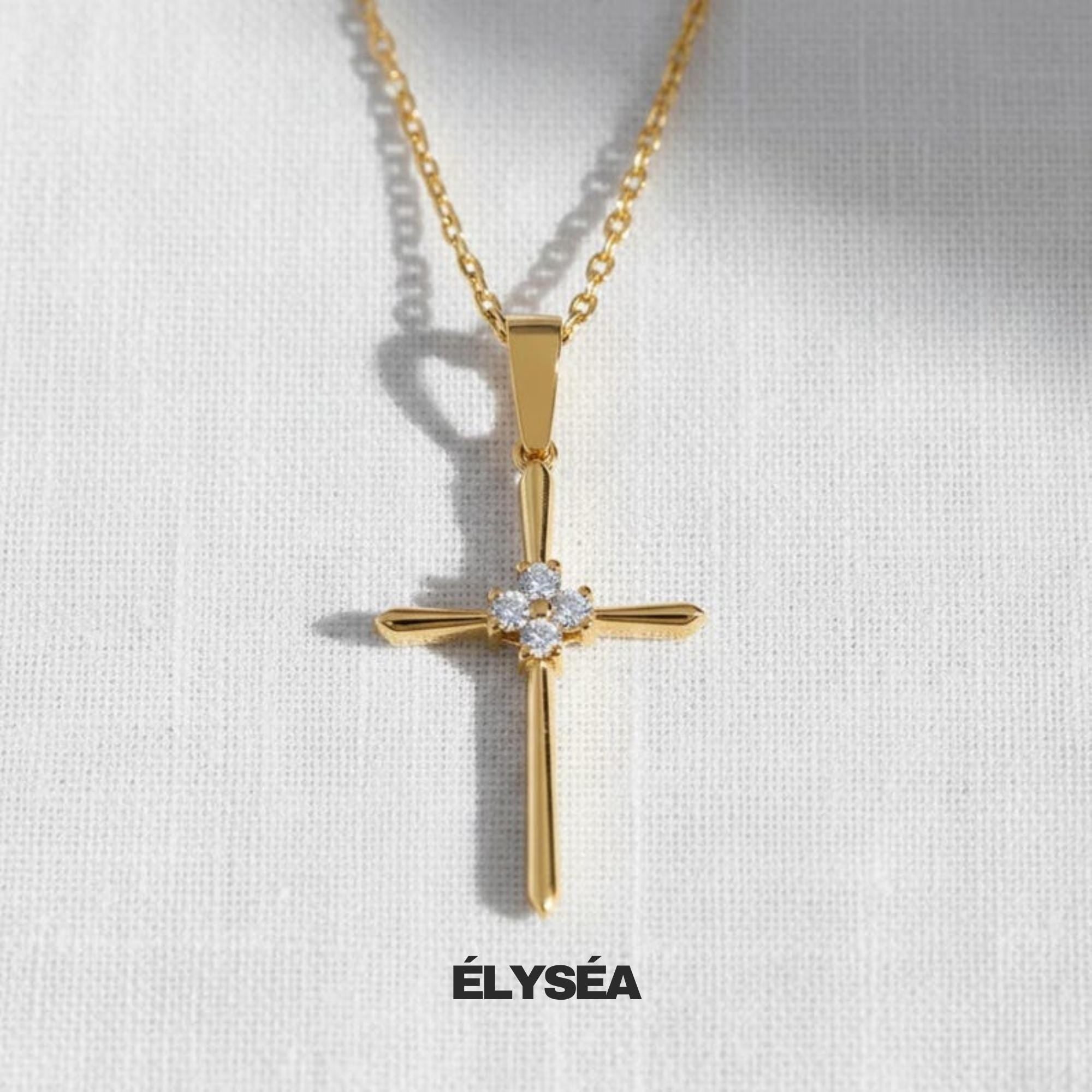 14K Solid Gold Diamond Cross Necklace: Religious Jewelry Gift | Christian Faith Pendant