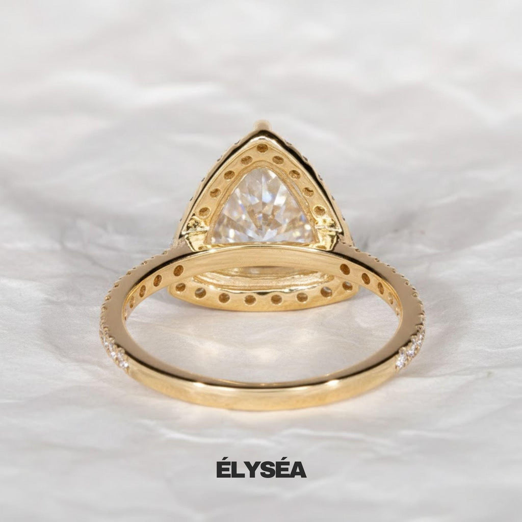 1.0ct To 3.0Ct Trillion Cut Lab Grown Diamond Halo Engagement Ring, Anniversary Gift, Wedding Ring