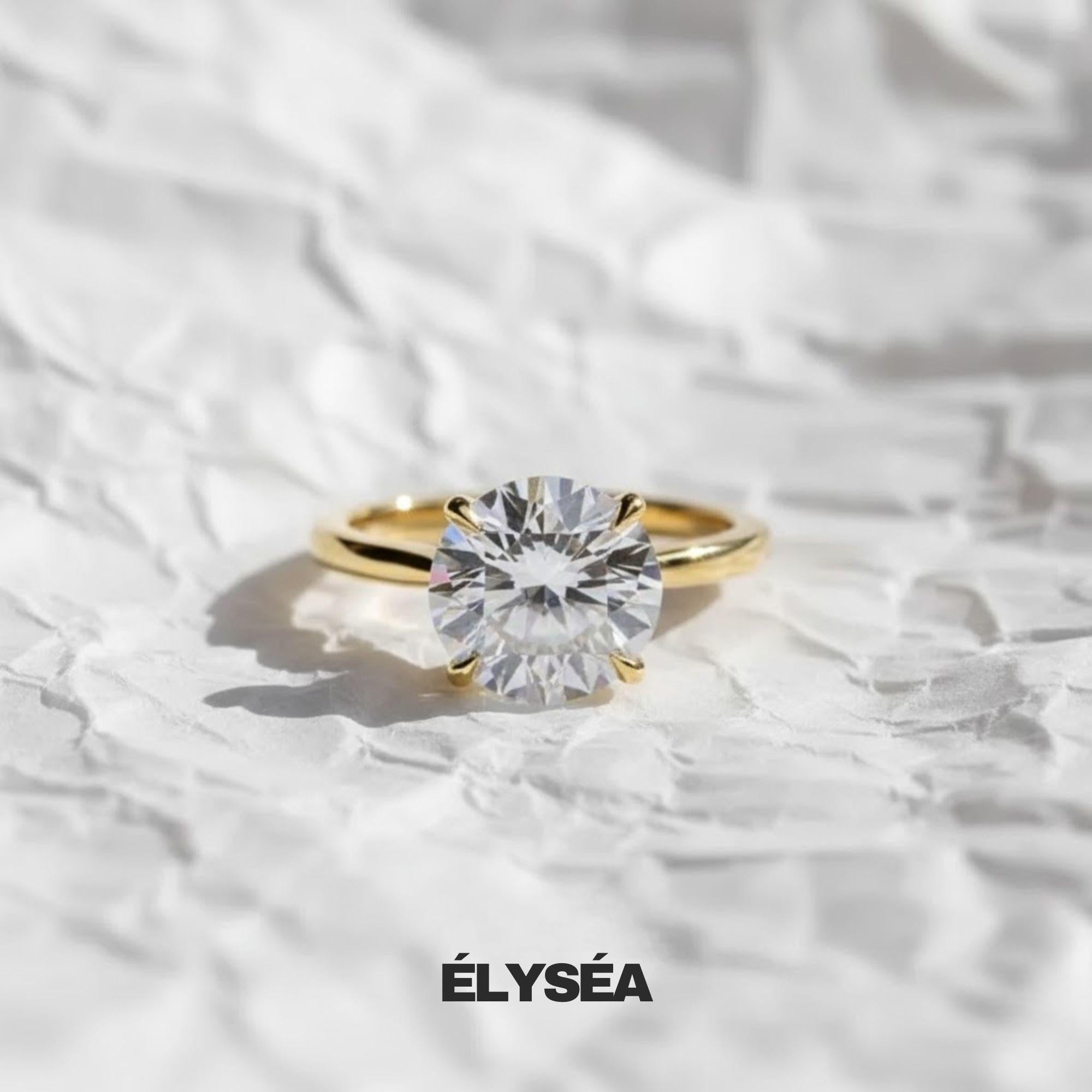 14K Gold Round Cut Lab Grown Diamond Engagement Ring Gift For Her