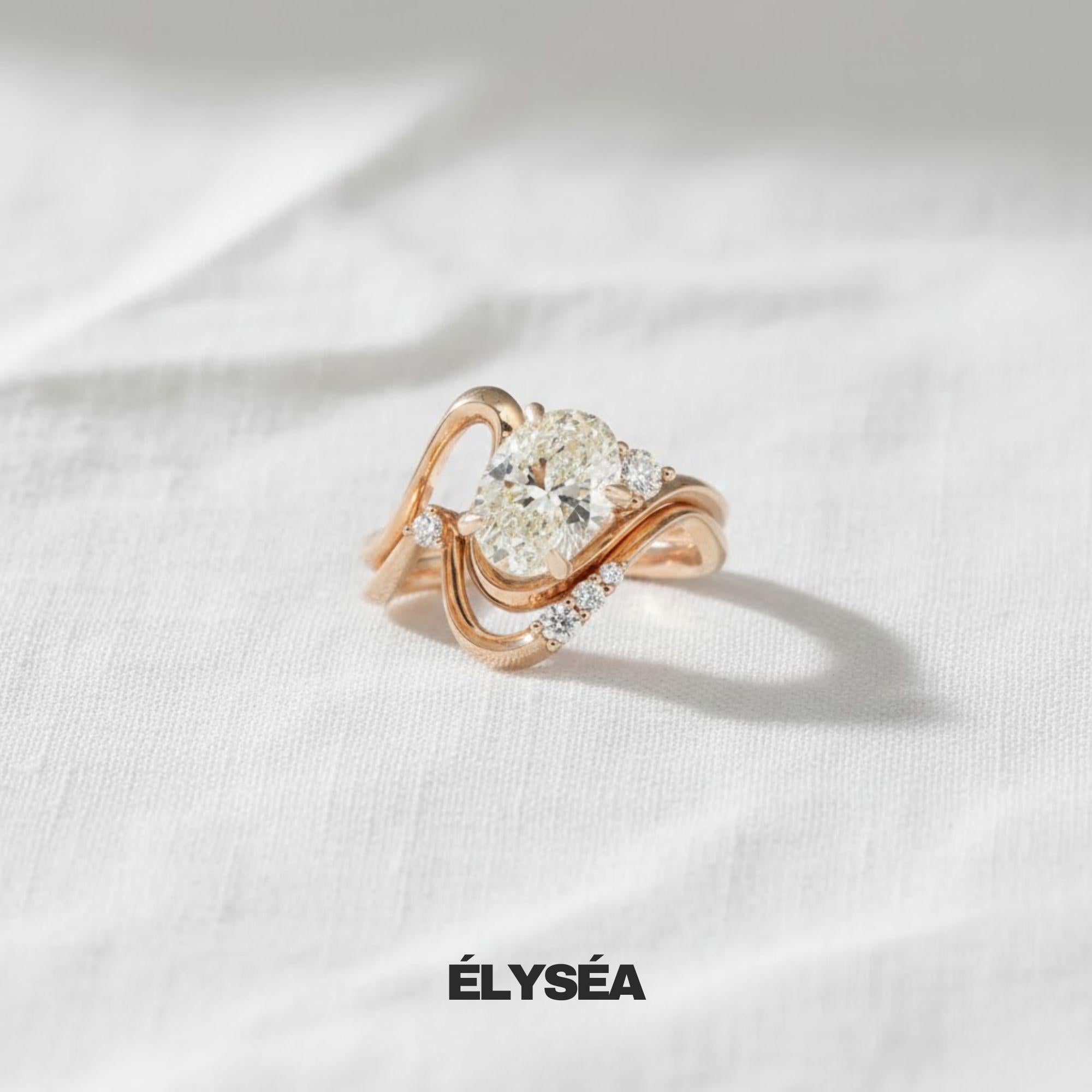 Oval Diamond Engagement Ring with Flush Fit Band, 14K Solid Gold Ring Bridesmaids Unique Gift For Her