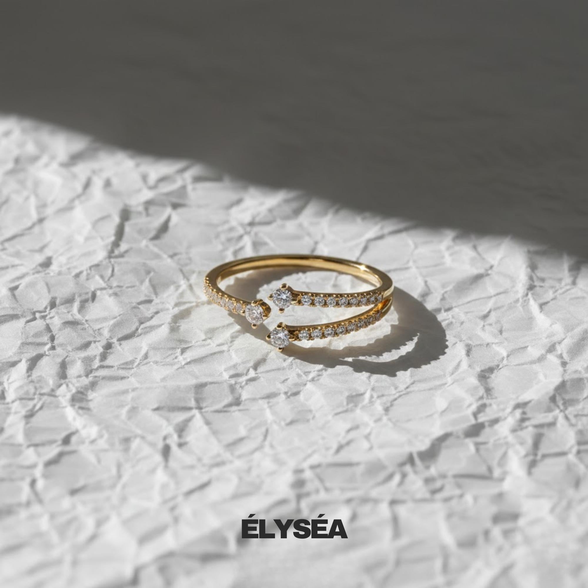 Statement Lab Grown Diamond Ring / 14K Solid Gold Unique Diamond Crossover Ring For Women / Open Design Diamond Ring Gift for Her