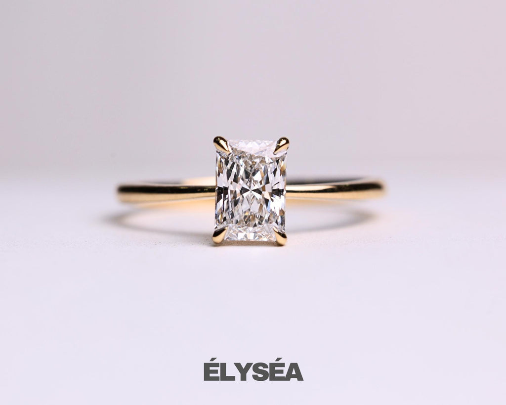 Radiant Cut Lab Grown Diamond IGI Certified Wedding Ring / 14K Gold Diamond Solitaire Engagement Ring