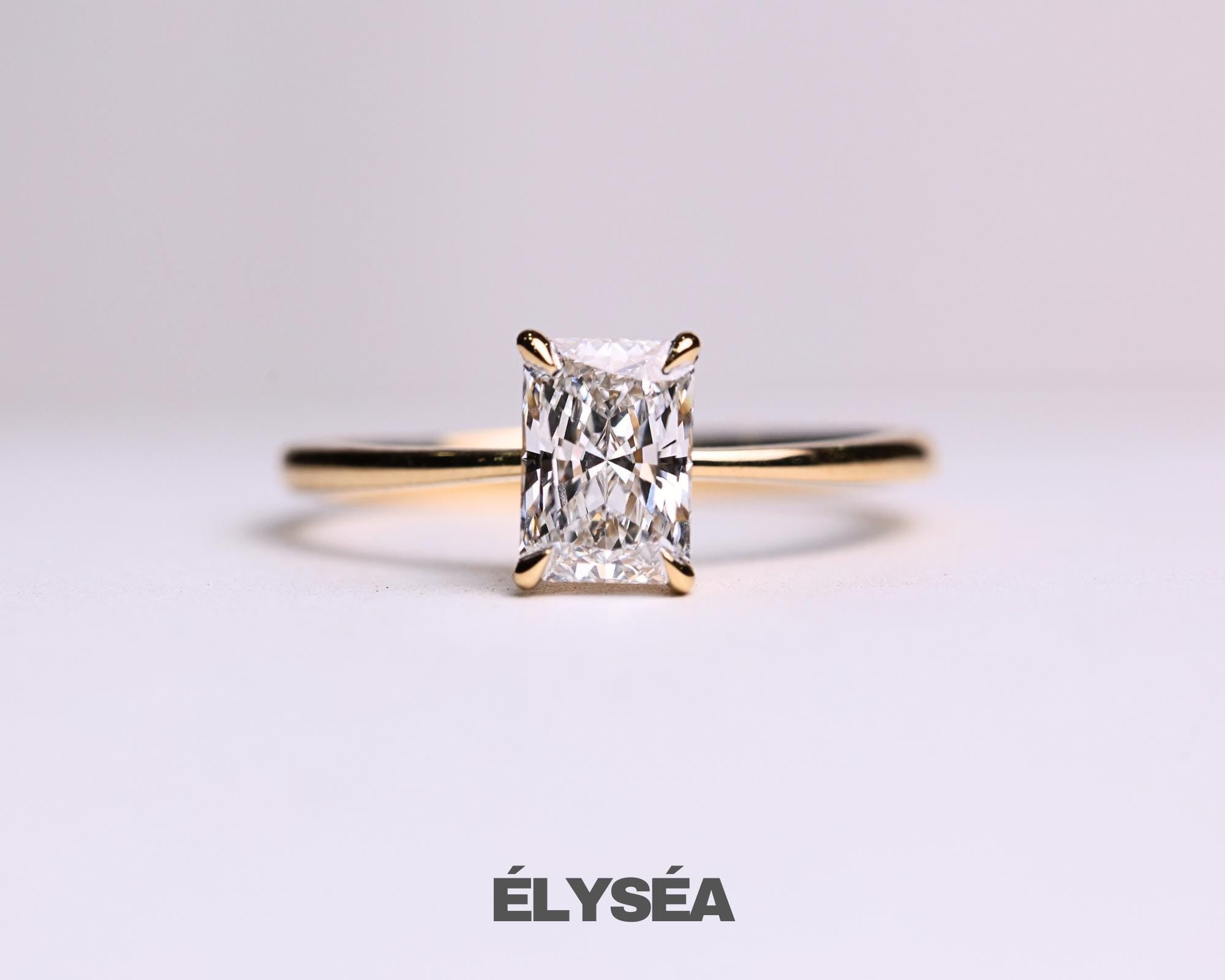 Radiant Cut Lab Grown Diamond IGI Certified Wedding Ring / 14K Gold Diamond Solitaire Engagement Ring