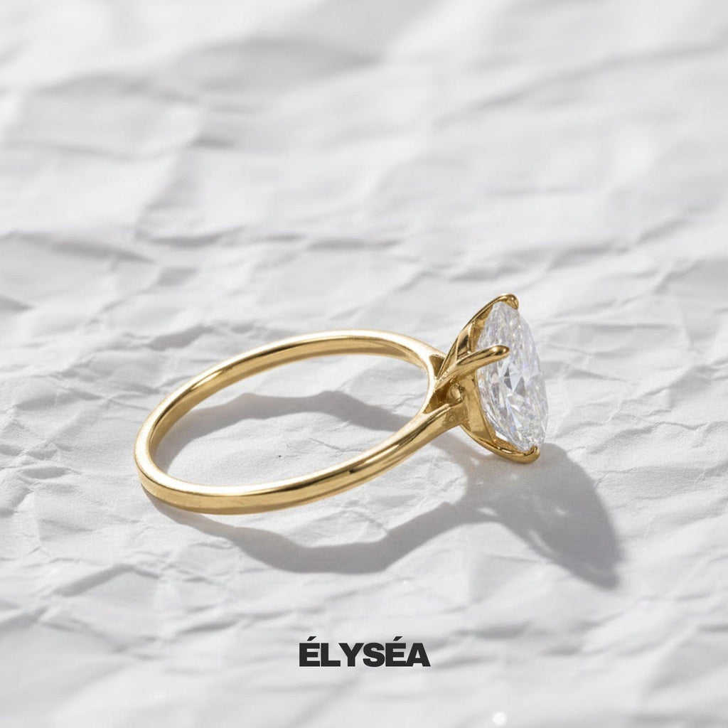 Oval Cut Lab Grown Diamond Engagement Ring, Wedding Ring For Her, 14K Solid Gold Anniversary Ring