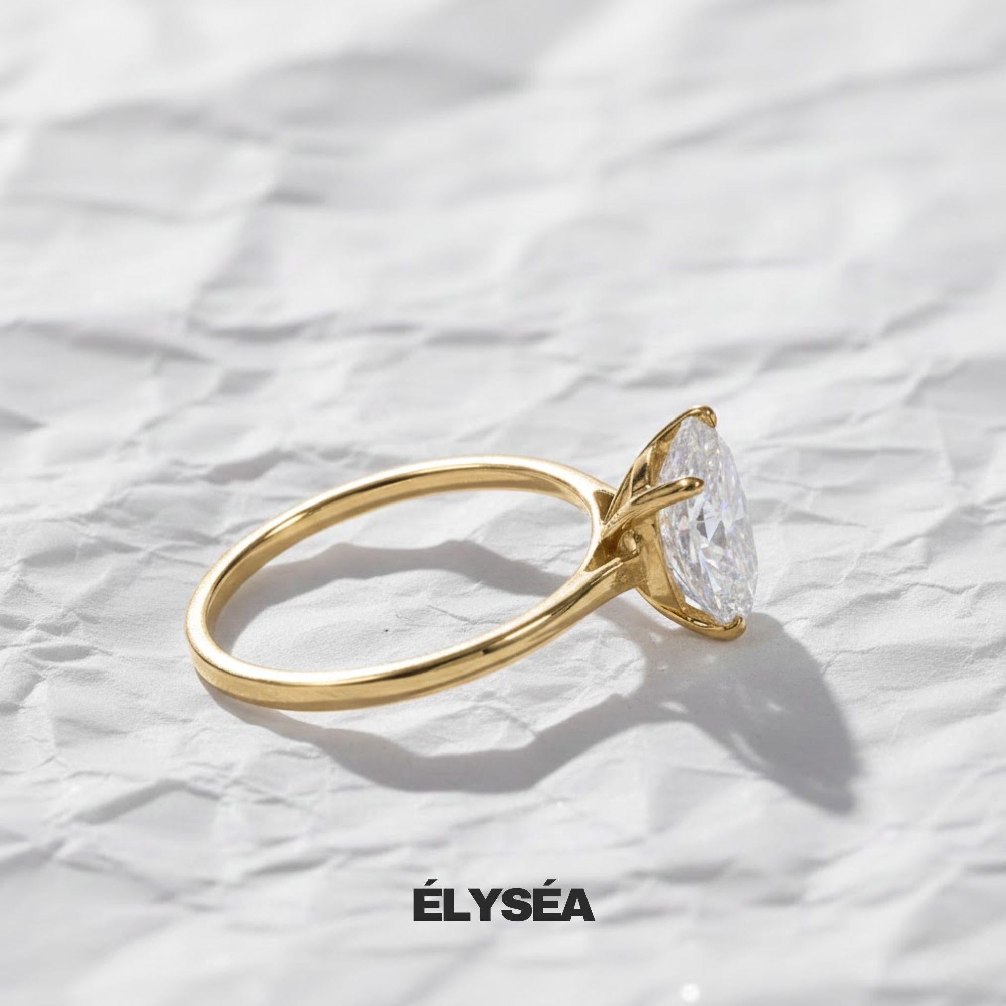 Oval Cut Lab Grown Diamond Engagement Ring, Wedding Ring For Her, 14K Solid Gold Anniversary Ring