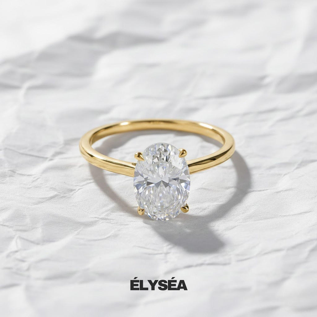 Oval Cut Lab Grown Diamond Engagement Ring, Wedding Ring For Her, 14K Solid Gold Anniversary Ring