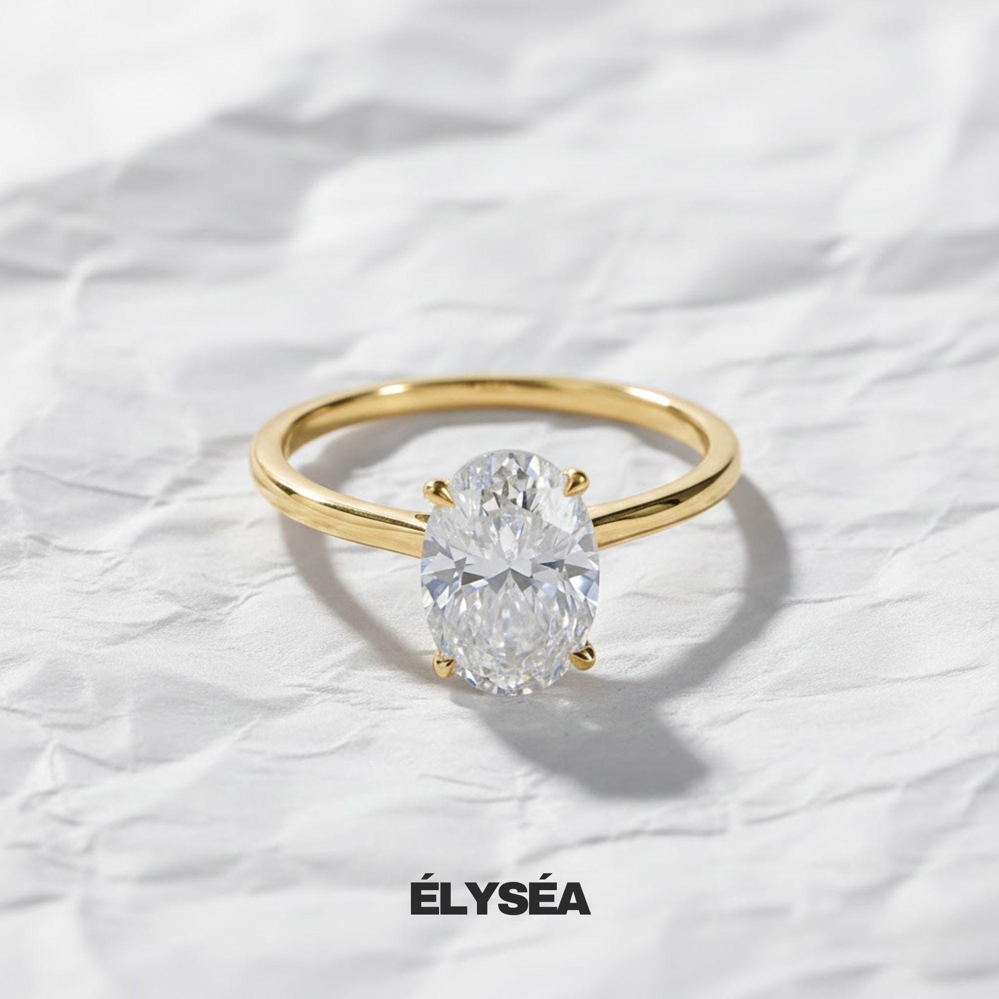 Oval Cut Lab Grown Diamond Engagement Ring, Wedding Ring For Her, 14K Solid Gold Anniversary Ring