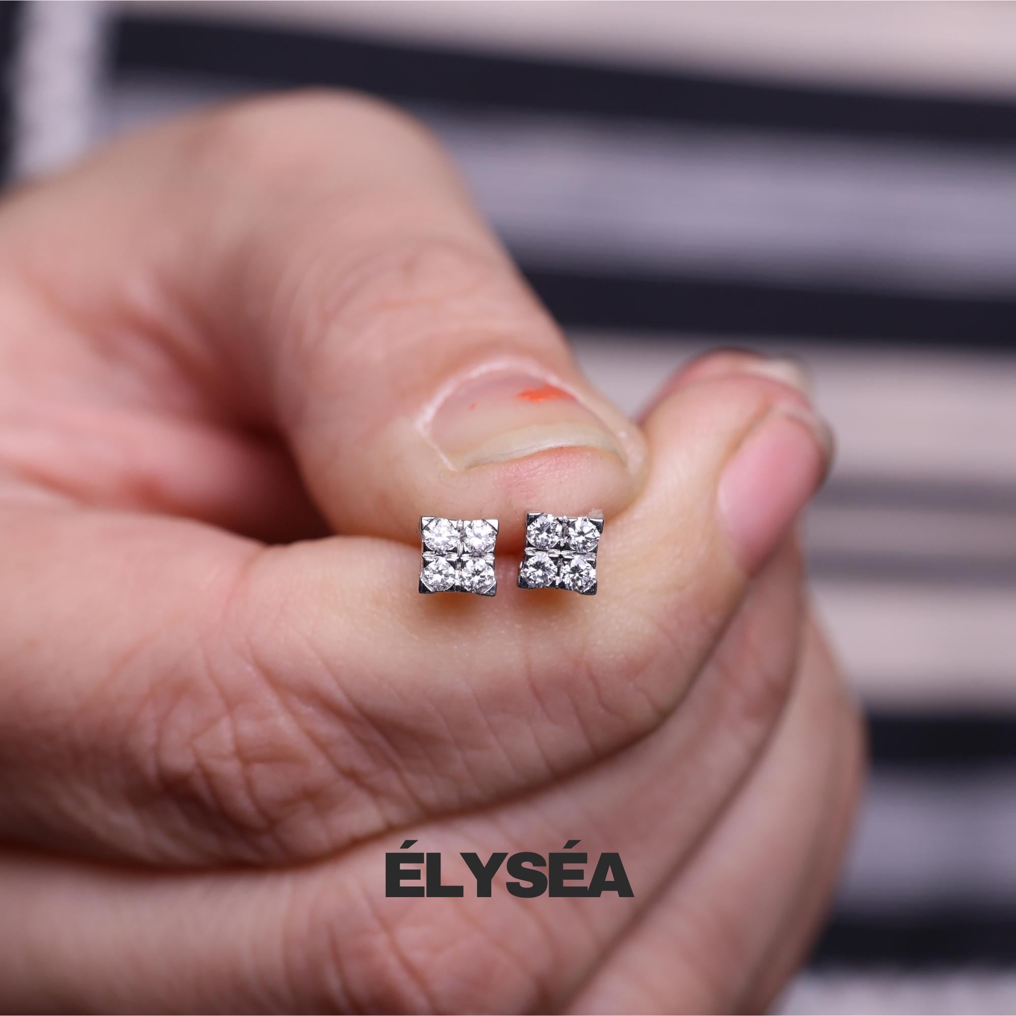 Cluster Round cut Lab Grown Diamond Stud Earring / 14K Gold Minimalist Jewelry