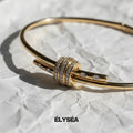 Solid Gold Bangle Bracelet for Women, Round Cut Diamond Bracelet Bangle, Gold Latch Bracelet, Diamond Bangle Bracelet, Gift For Her
