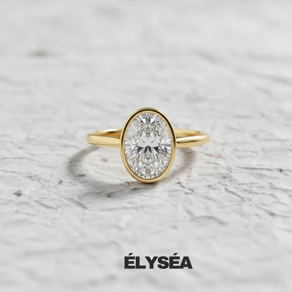14K Gold Oval Cut Lab Grown Diamond Tulip Engagement Ring / Anniversary Gift Ring For Your Wife