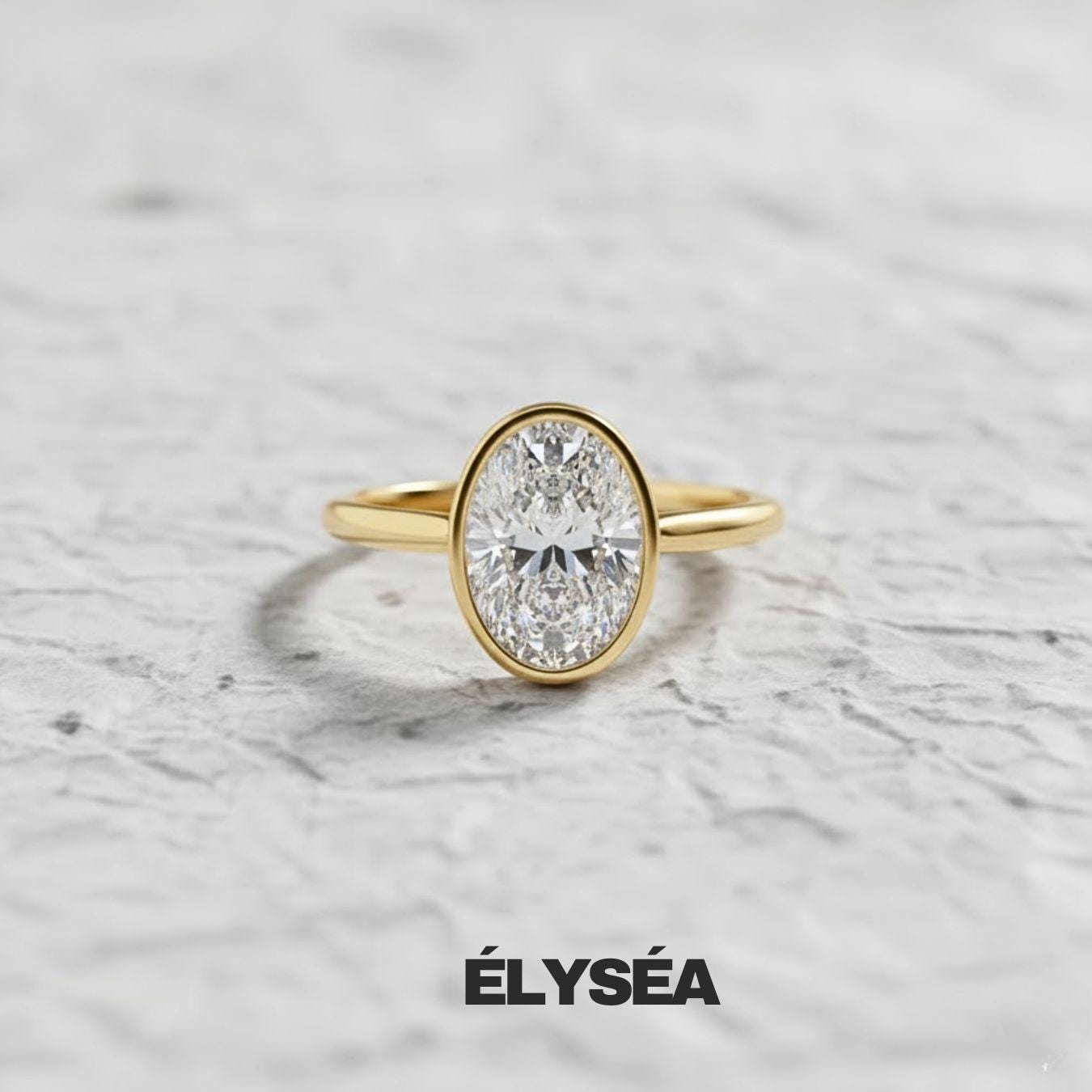 14K Gold Oval Cut Lab Grown Diamond Tulip Engagement Ring / Anniversary Gift Ring For Your Wife