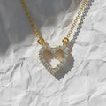 14K Gold Lab Grown Diamond Necklace / Open Heart Necklace