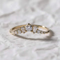 14K Gold Multi Shaped Lab Diamond Curved Wedding Band