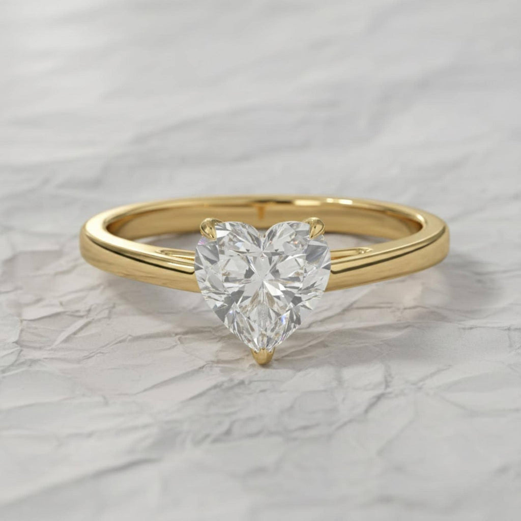 Heart Shape Lab Grown Diamond Engagement Ring in 14K Solid Gold
