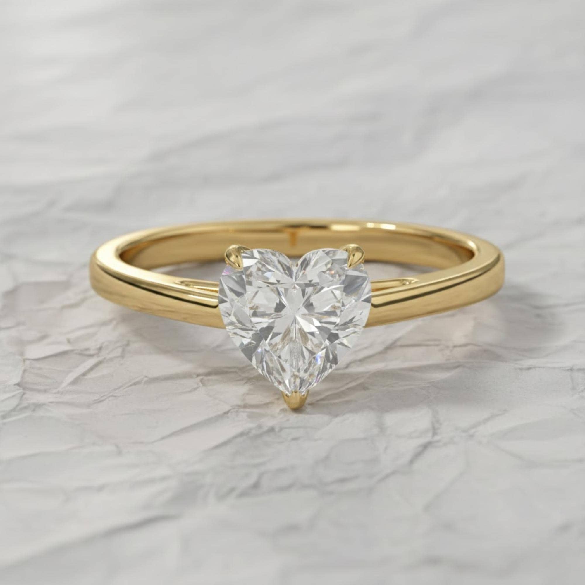 Heart Shape Lab Grown Diamond Engagement Ring in 14K Solid Gold