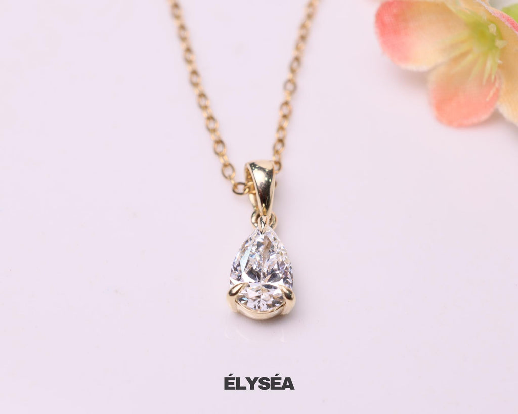 Lab Diamond Solitaire Engagement Pendant Necklace / 14K Gold Eco-Friendly Diamond Pendant Gift For Her