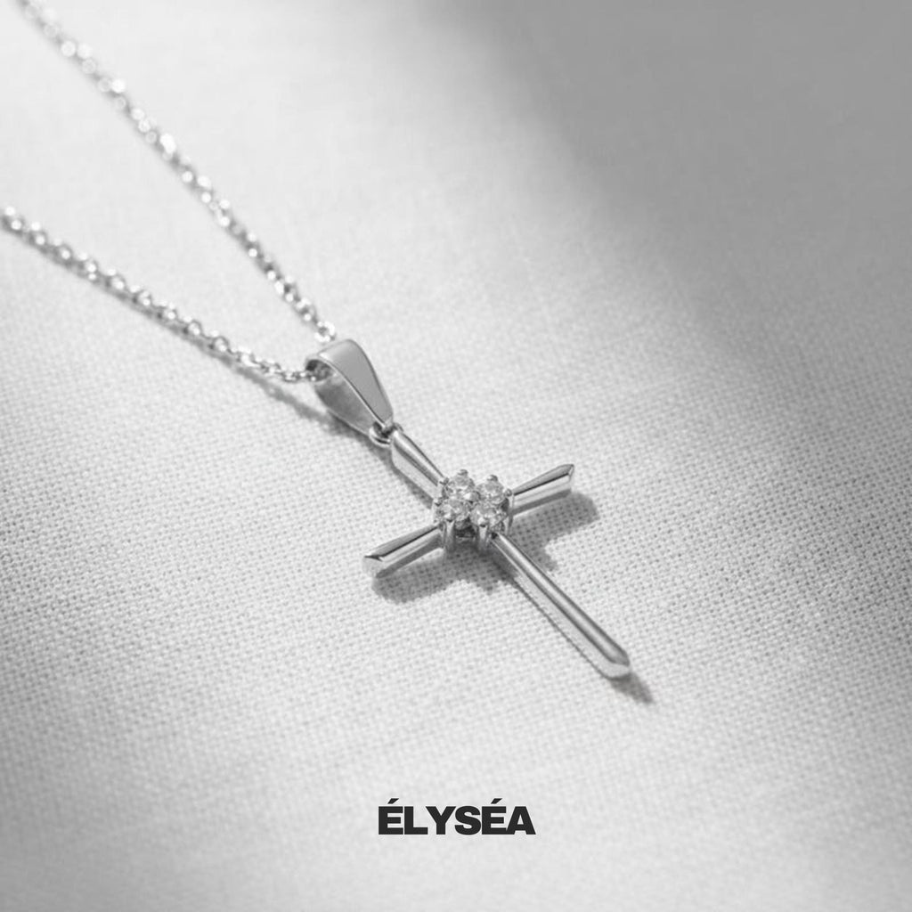 14K Solid Gold Diamond Cross Necklace: Religious Jewelry Gift | Christian Faith Pendant