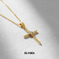 14K Solid Gold Diamond Cross Necklace: Religious Jewelry Gift | Christian Faith Pendant