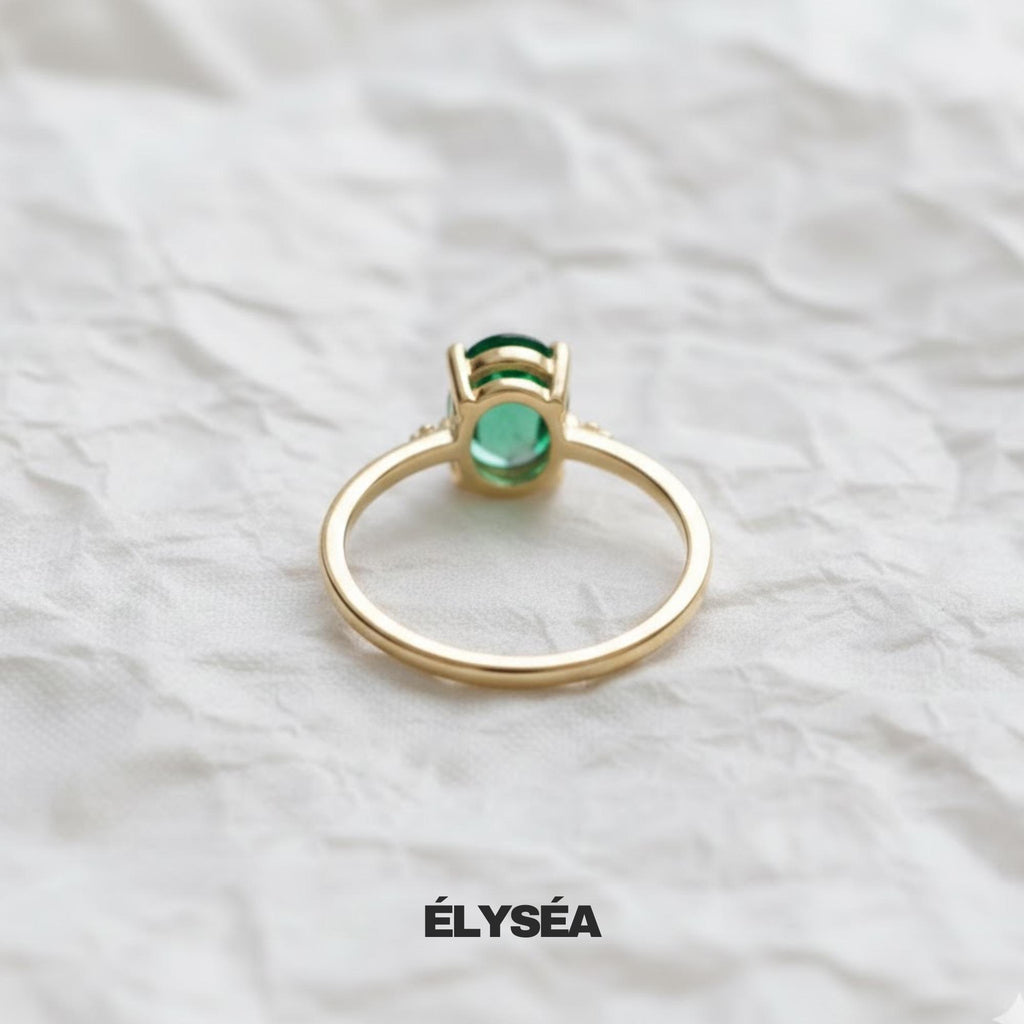 14K Solid Gold Emerald Ring • Tiny Green Gem Promise Ring for Women • Dainty Stackable Jewelry Gift