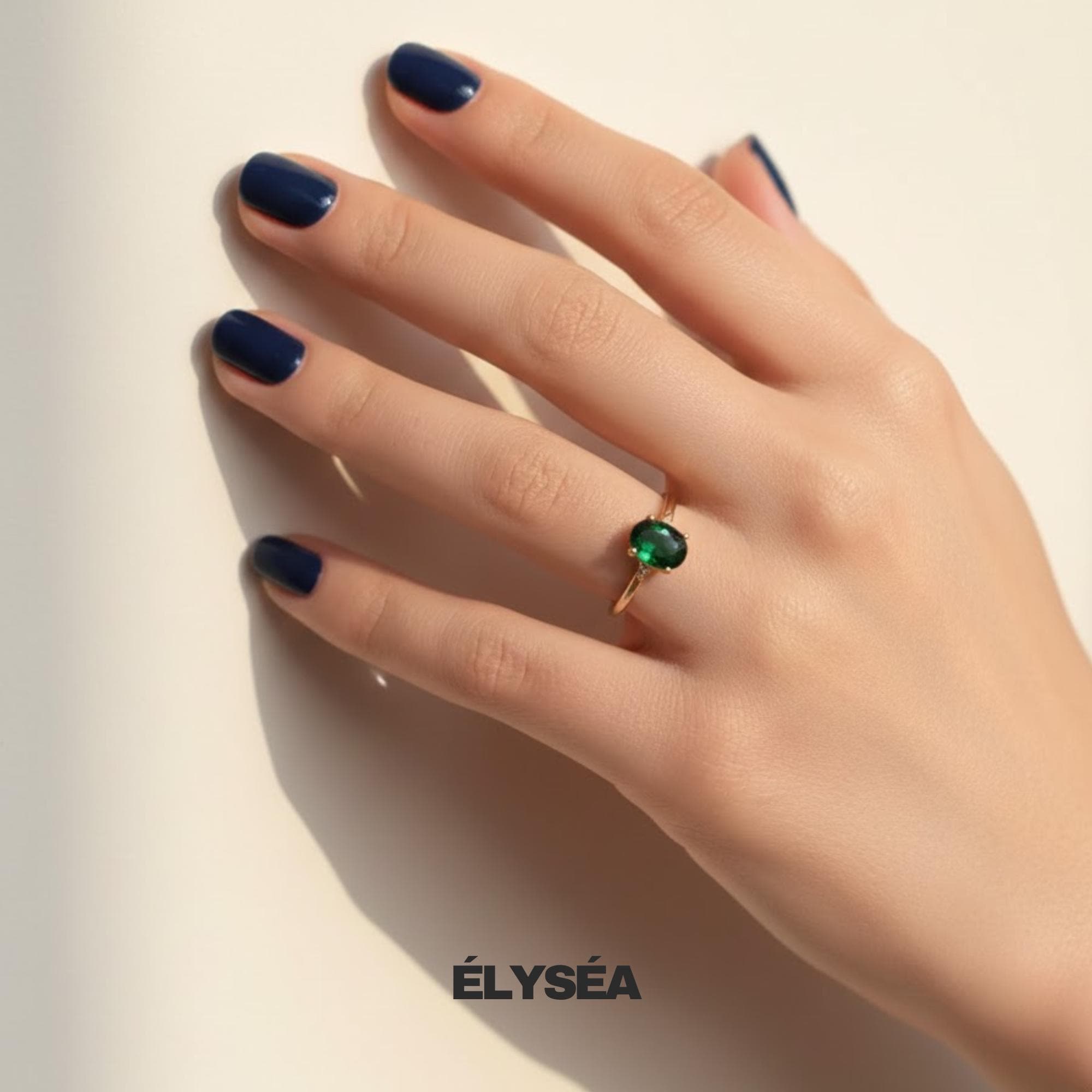 14K Solid Gold Emerald Ring • Tiny Green Gem Promise Ring for Women • Dainty Stackable Jewelry Gift
