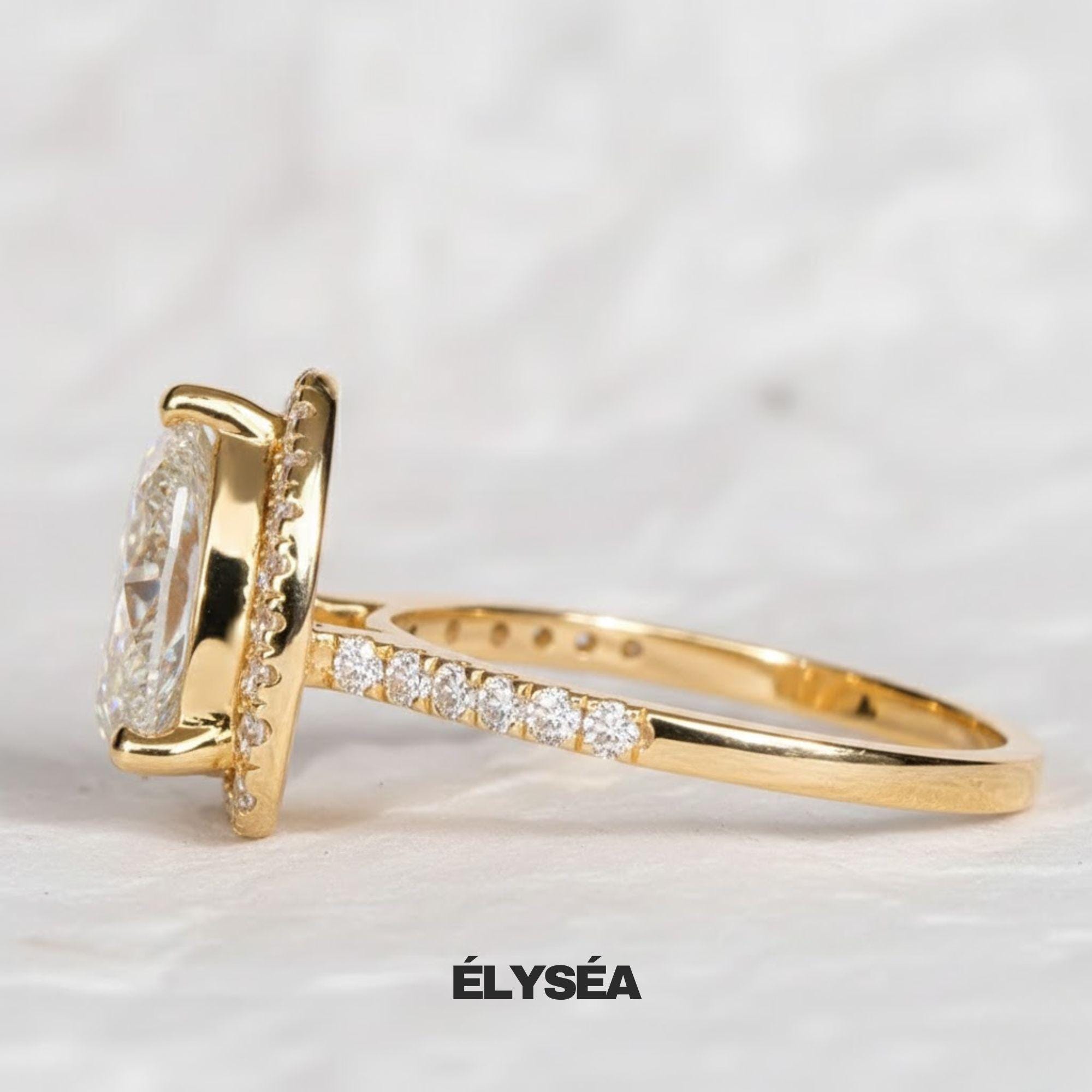 1.0ct To 3.0Ct Trillion Cut Lab Grown Diamond Halo Engagement Ring, Anniversary Gift, Wedding Ring