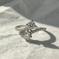 Dainty Bypass Round Diamond Anniversary Ring, Two Stone Forever Lab Grown Diamond Ring