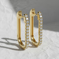 14K Gold Diamond Huggie Earrings, Lab Grown Diamond Paperclip Hoop Earrings