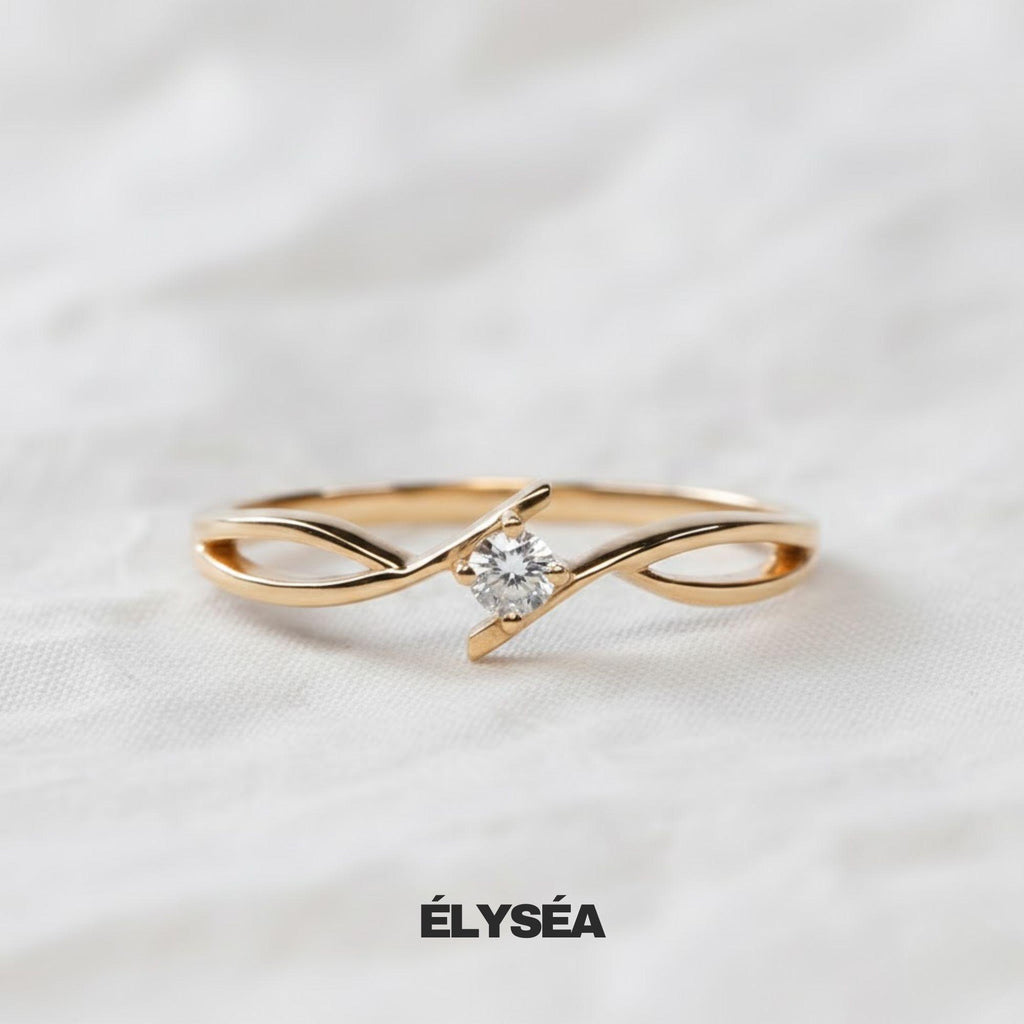 14K Yellow Gold Celtic Style Solitaire Lab Diamond Engagement Ring | Dainty Minimalist Ring