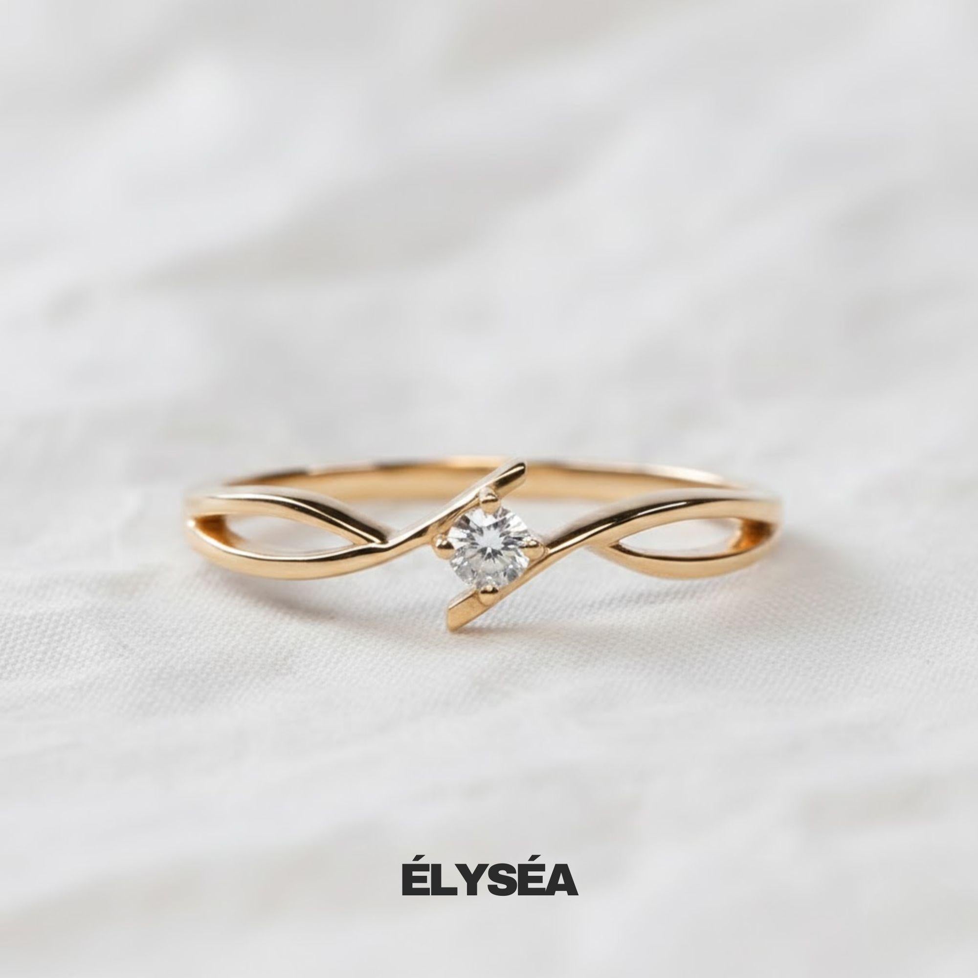 14K Yellow Gold Celtic Style Solitaire Lab Diamond Engagement Ring | Dainty Minimalist Ring