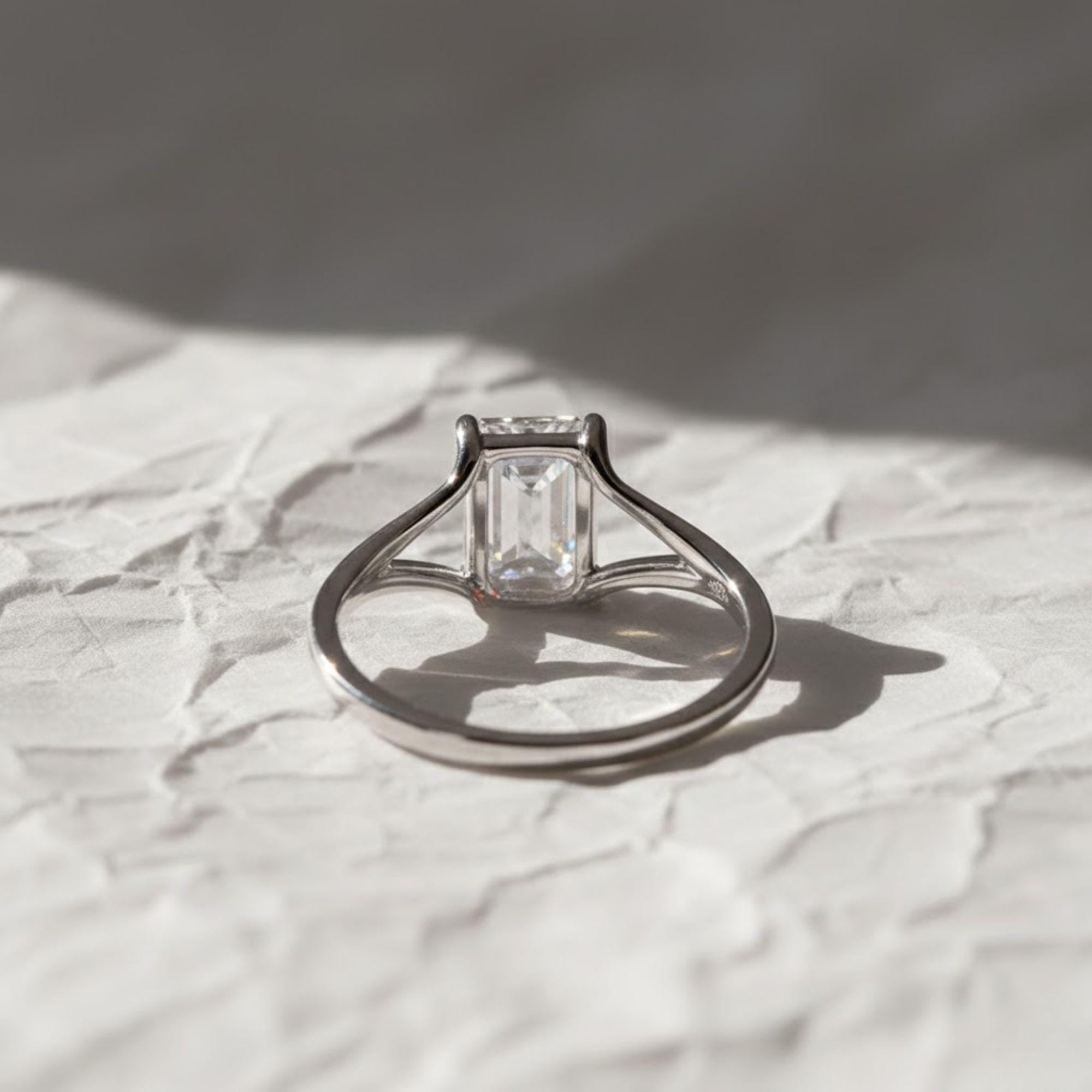 1 to 3 Carat Emerald Cut Lab Grown Diamond Solitaire Engagement Ring | 14K Gold | IGI Certified