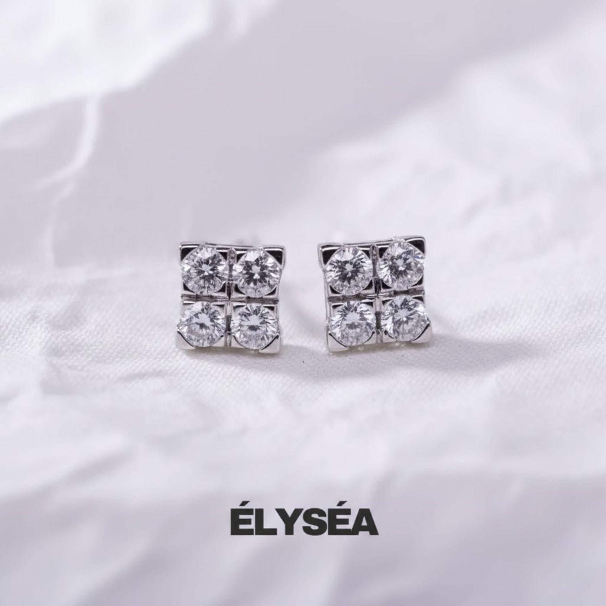 Cluster Round cut Lab Grown Diamond Stud Earring / 14K Gold Minimalist Jewelry