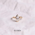 14K Gold Marquise Lab Created Diamond Bezel Set Ring / Split Shank Engagement Ring