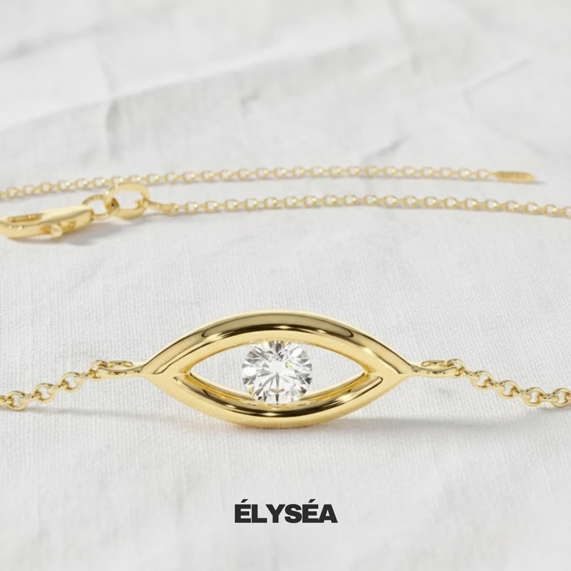 Diamond Bracelet / Evil Eye Diamond Bracelet in 14k Gold / Good Luck Charm Bracelet / Friendship Bracelet / Jewelry for women