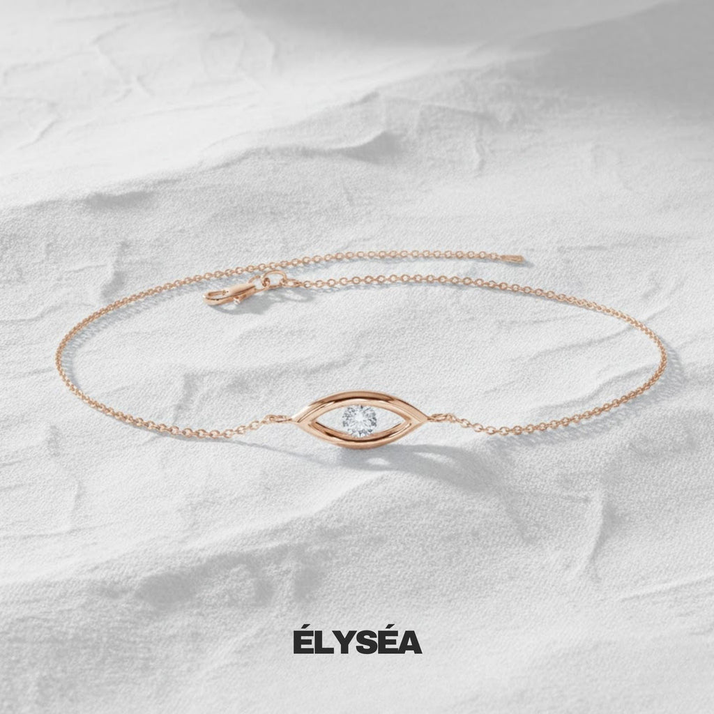 Diamond Bracelet / Evil Eye Diamond Bracelet in 14k Gold / Good Luck Charm Bracelet / Friendship Bracelet / Jewelry for women