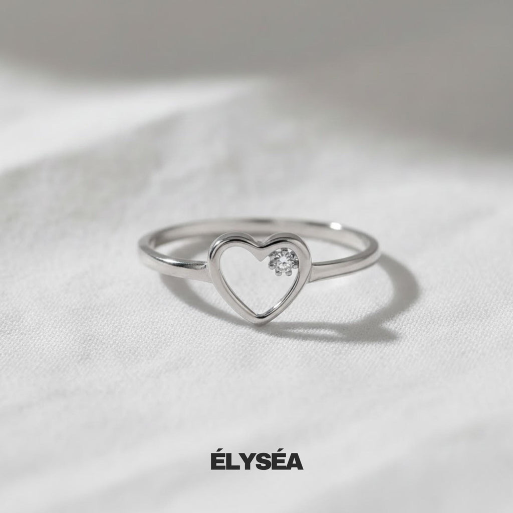 Lab Diamond Open Heart Ring,14K Solid Gold Promise Ring, Minimalist Ring