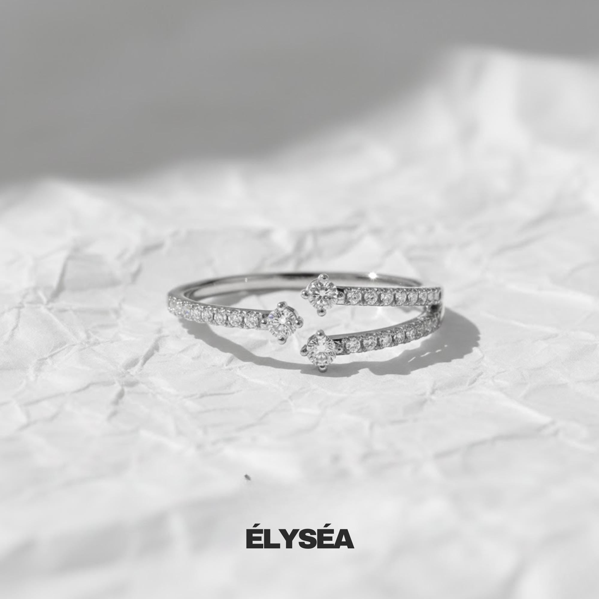 Statement Lab Grown Diamond Ring / 14K Solid Gold Unique Diamond Crossover Ring For Women / Open Design Diamond Ring Gift for Her