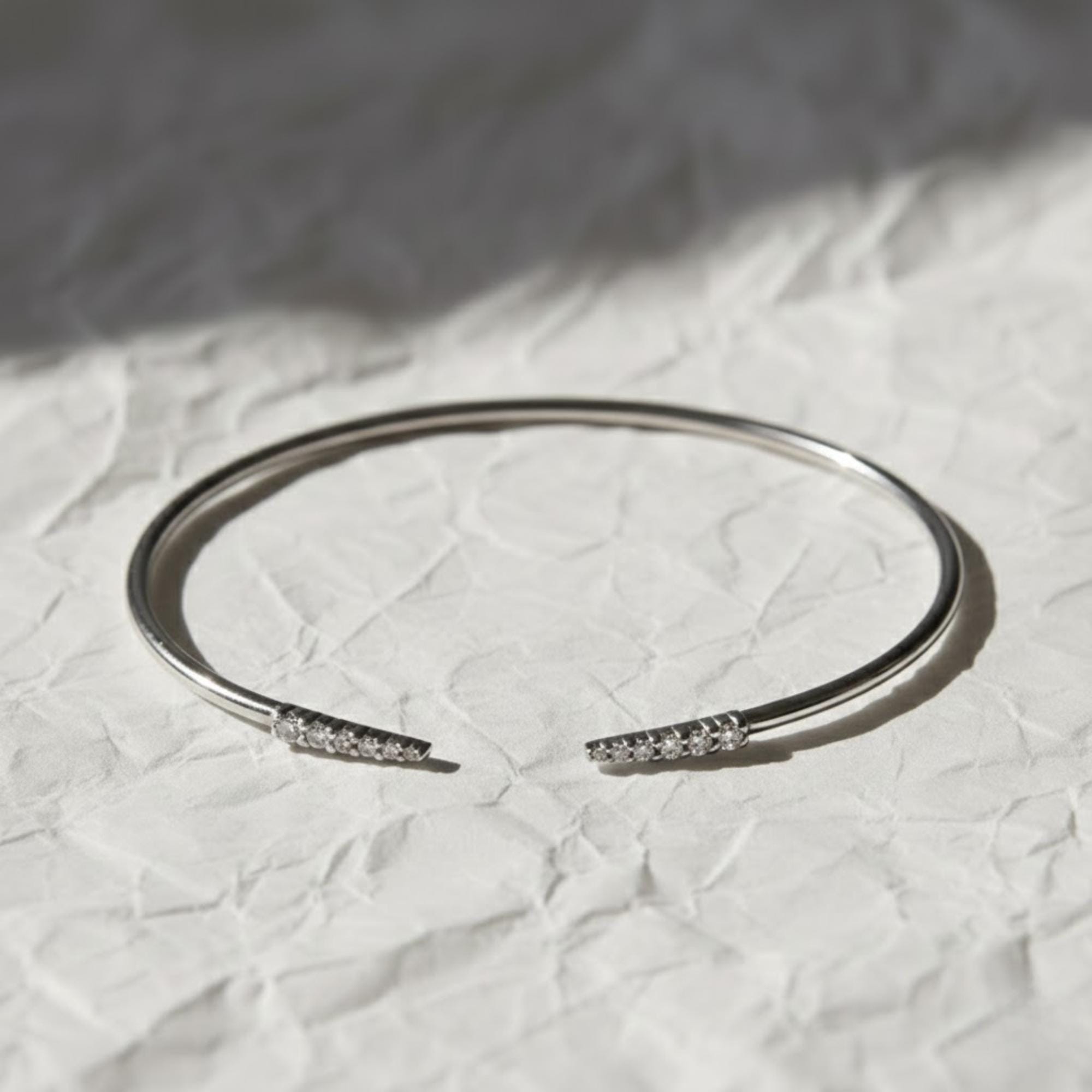 Diamond Cuff Bangle/ 14K Gold Lab Grown Diamond Cuff Bracelet For Women