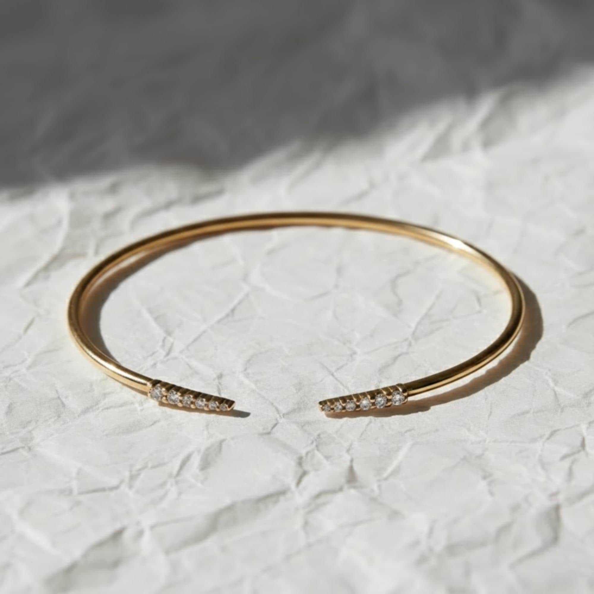 Diamond Cuff Bangle/ 14K Gold Lab Grown Diamond Cuff Bracelet For Women
