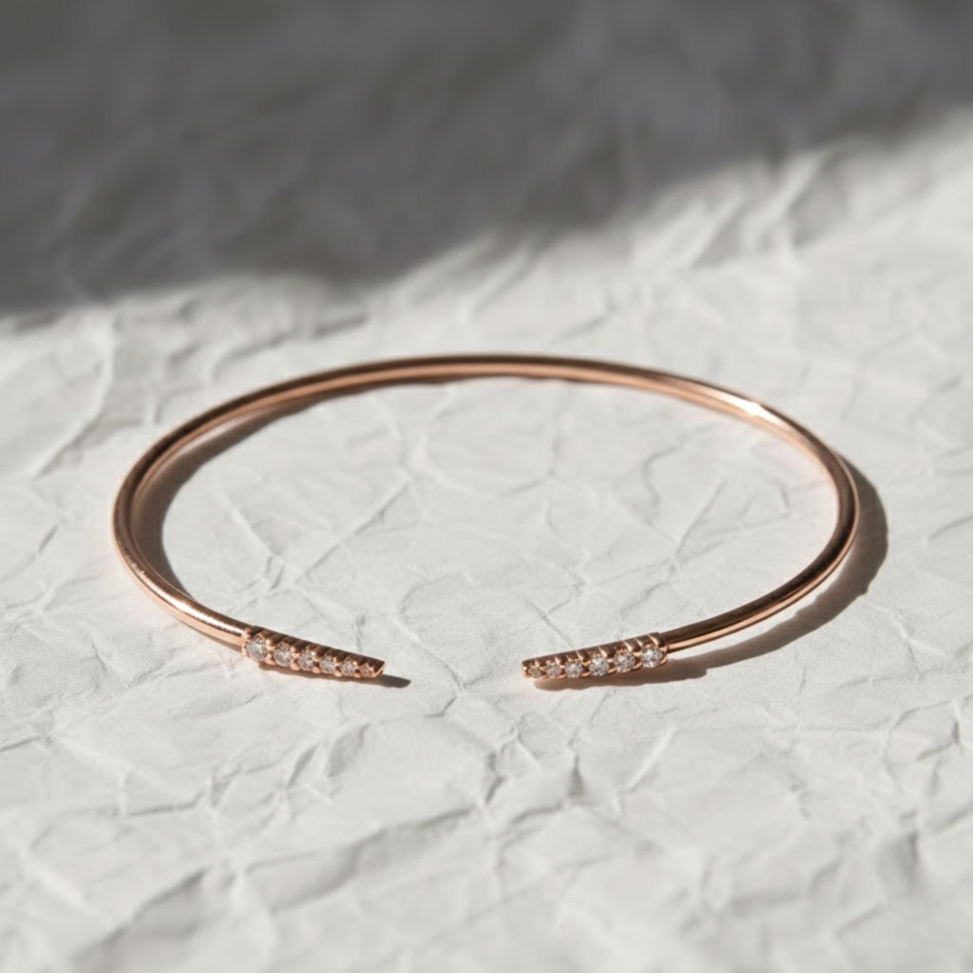 Diamond Cuff Bangle/ 14K Gold Lab Grown Diamond Cuff Bracelet For Women