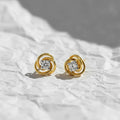 14K Solid Gold Diamond Cluster Stud Earrings | Flower Stud Earrings for Women